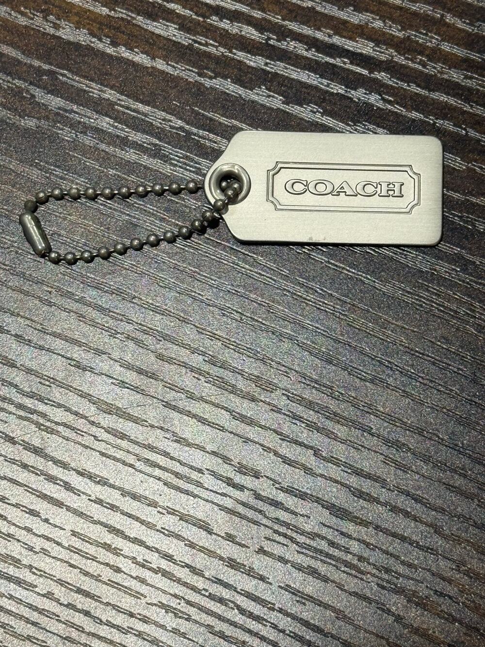 Coach Brushed Silver Metal Hangtag Keychain Fob Replacement EST 1941 Dual Logo